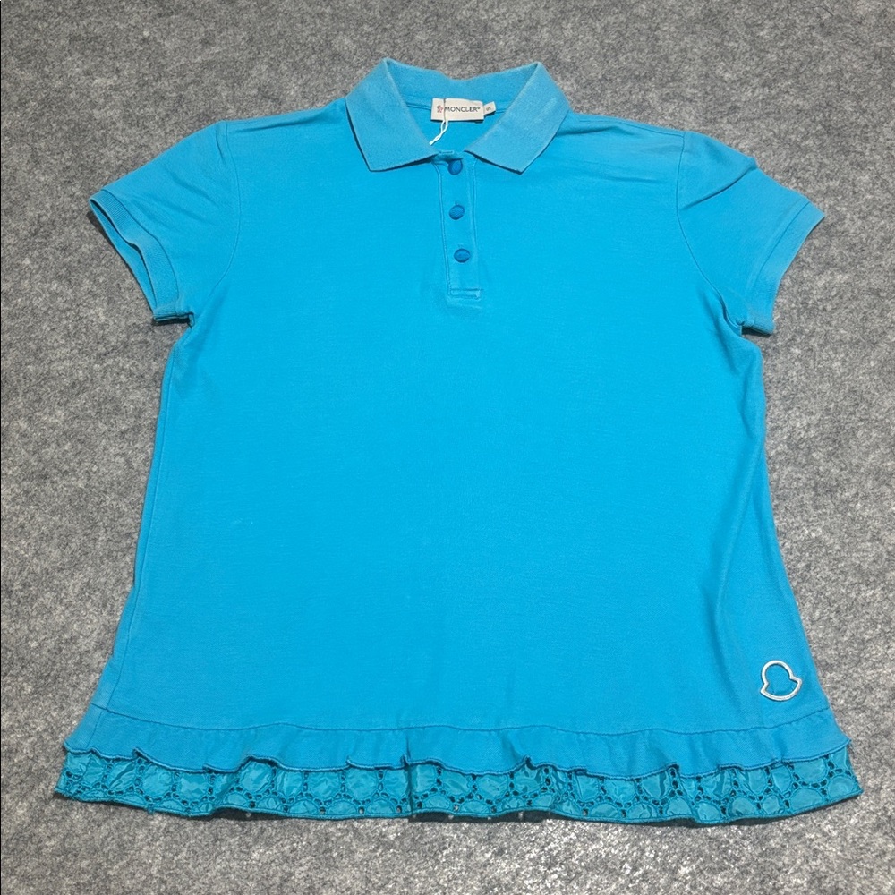 Moncler Blue Pique Polo Shirt